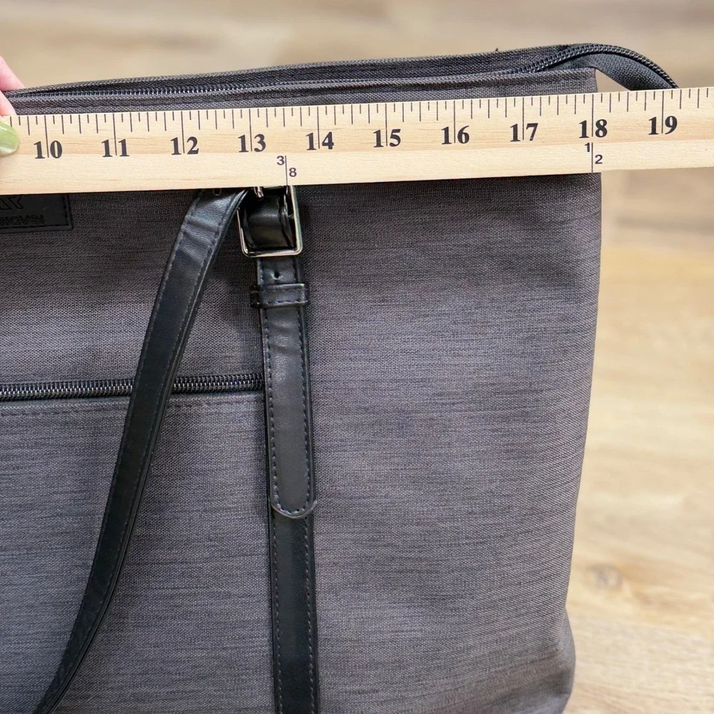 Relavel Laptop Tote Bag Womens Large Gray/Black Corporate Office USB GUC